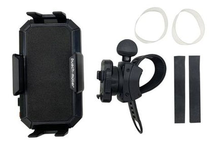 BICYCLE PARTS - BUSCH & MULLER UNIVERSAL MOBILE PHONE HOLDER & MOUNT, EASY MOUNT W/ ELASTIC STRAP.
