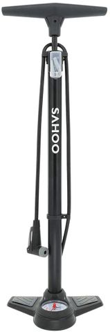 BICYCLE PARTS - SAHOO FLOOR PUMP WITH GAUGE & SMART VALVE HEAD, 160 PSI, ALLOY BARREL, METAL BASE, ANTI - SLIP FOOT PAD