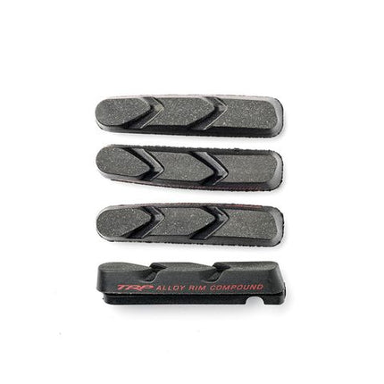BICYCLE PARTS - BRAKE PADS - TRP HIGH PERFORMANCE ROAD AND CYCLOCROSS BRAKE PADS FOR ALLOY RIMS (4 PCS) BLACK WITH RED LETTERS - P961.11
