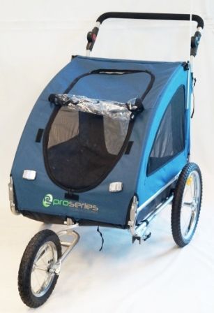 Pro Series Blue Large 2-in-1 Pet Trailer Jogger Stroller For Dogs & Cats, Steel Frame, 40kg Max Weight, Outdoor Travel & Cycling