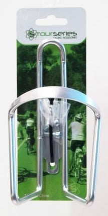 BICYCLE PARTS - TRADITIONAL STYLE ALLOY BOTTLE CAGE SILVER, W/2 BOLTS