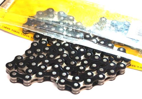 BICYCLE PARTS - CHAIN 1/2 X 1/8 X 112L, SINGLE SPEED, NICKEL, BLACK (YBN S - 410)