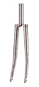 BICYCLE PARTS - FORK 27 X 1.1/4, STEERER 25.4MM (1 ) OD, 22.2MM ID, 100MM THREAD, 230MM STEERER, STEEL FOR RACER 230MM, SILVER