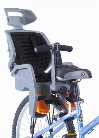 BICYCLE PARTS - BABY SEAT - GREY BETO DELUXE, SUITS 700C NON - DISC BIKES, 3 POINT SAFETY HARNESS, INCLUDES BLACK RACK, NOT SUITABLE FOR REAR SUSPENSION BIKES