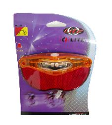 BICYCLE PARTS - REAR LIGHT 4 LED, 4 FUNCTION, W/REFLECTOR, FOR CARRIER (WILL FIT MOST), 50 HOUR RUN TIME, VISIBLE FROM 300M, SUPPLIED W/BRACKET, W/BATTS