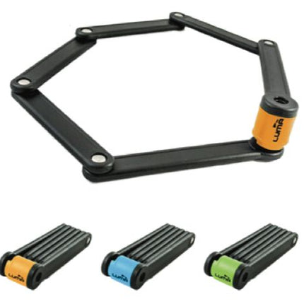 Luma LUMANo1 Folding Bike Lock 80cm High Security Key Lock With Orange Highlights And Mounting Bracket For Secure Bicycle Storage And Theft Prevention