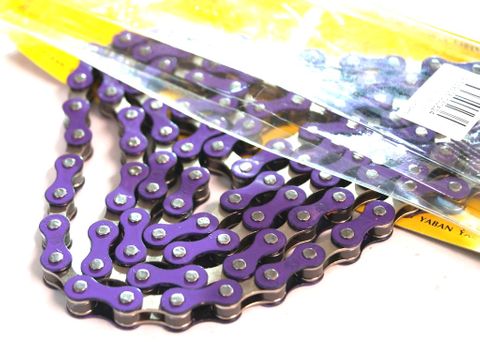 BICYCLE PARTS - CHAIN 1/2 X 1/8 X 112L, SINGLE SPEED, NICKEL, PURPLE (YBN S - 410)