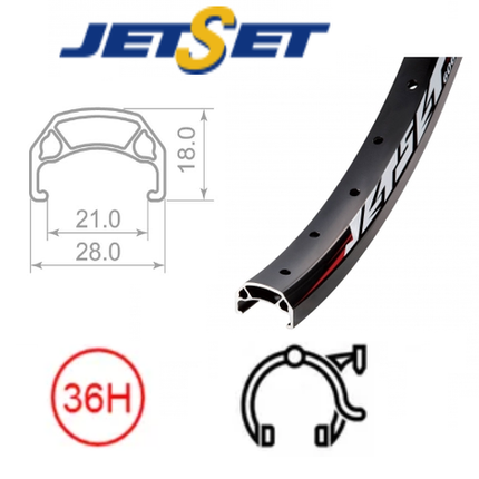 BICYCLE PARTS - RIM 20 X 21MM - JETSET CH - E213 - 36H - (406 X 21) - SCHRADER VALVE - RIM BRAKE - D/W - BLACK - QUALITY JETSET RIM MADE IN TAIWAN - (ERD 390)