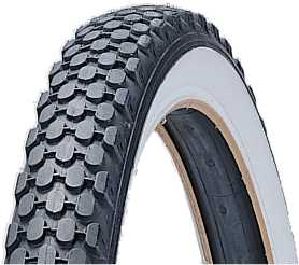 BICYCLE PARTS - TYRE 26 X 2.125 BLACK WITH WHITE WALL, CRUISER (57 - 559)