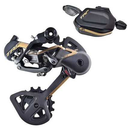 BICYCLE PARTS - G - SPEC TR12 DERAILLEUR AND SHIFTER KIT, GOLD HIGHLIGHTS