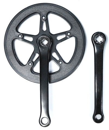 BICYCLE PARTS - CHAINWHEEL SET 170MM X 3/32 X 40T, STEEL WITH DOUBLE PLASTIC GUARD, DIAMOND TAPER BLACK