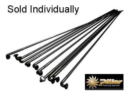 Pillar PD1415 Double Butted 256mm Black Spokes With Brass Nipples For Cycling Wheels - High Performance Bicycle Components