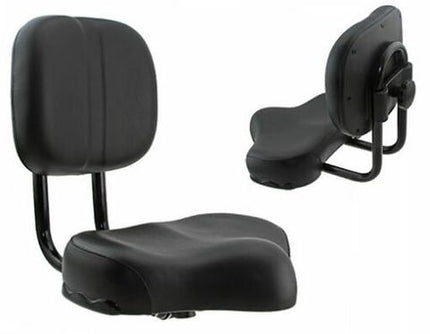 BICYCLE PARTS - SADDLE WITH BACK REST, ADJUSTABLE, BLACK WITH STANDARD KNUCKLE - 290MM W X 240MM L
