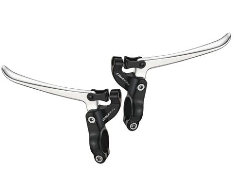 BICYCLE PARTS - BRAKE LEVERS - TEKTRO BRAKE LEVER FOR FLAT BAR ROAD, 3 FINGER TYPE, 22.4MM CLAMP, FOR CALIPER OR MINI V BRAKES, ALLOY, SILVER/BLACK (SOLD IN PAIRS) (FL750)