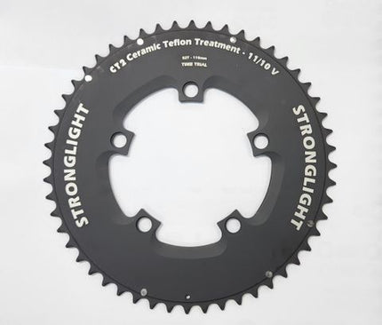 Stronglight CT2 Ceramic Teflon Treatment Black Chainring 11/10 Speed 52T 110BCD 5 Branches For Road Bikes And Time Trials