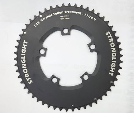 BICYCLE PARTS - CHAINRING - CLM - TIME TRIAL PLATEAU STANDARD TYPE S / TT (CLM) 7075 - T6 CT² (BLACK) 11/10 SPEED, 110BCD, 54T, 5 BRANCHES