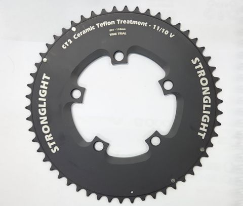 BICYCLE PARTS - CHAINRING - CLM - TIME TRIAL PLATEAU STANDARD TYPE S / TT (CLM) 7075 - T6 CT² (BLACK) 11/10 SPEED, 110BCD, 54T, 5 BRANCHES