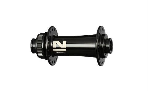 BICYCLE PARTS - HUB NOVATEC BRAND – FRONT - 15MM T/A (100MM OLD) - CENTERLOCK DISC - 32H - SEALED BEARINGS – BLACK - W/NOVATEC LOGO