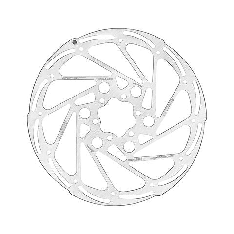 BICYCLE PARTS - TRP SLOTTED ONE PIECE ROTOR, 1.8MM S/S 180MM 6 BOLT, (WITH RUST - BLOCKER TREATMENT) - QUALITY TRP PRODUCT