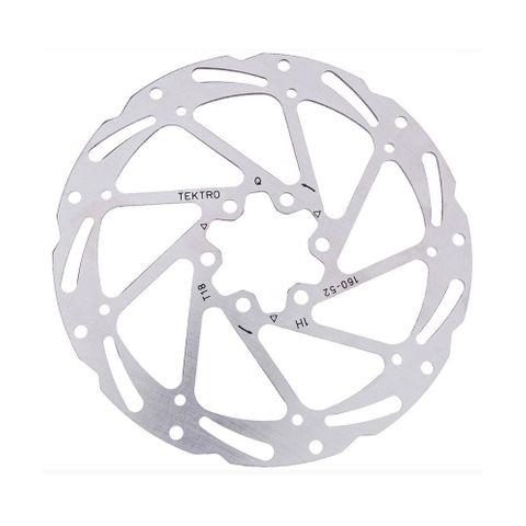 BICYCLE PARTS - DISC ROTOR - TEKTRO, 160MM, 6 BOLT, T:1.8MM, STAINLESS, W/T25 TORQUE 6 BOLTS. EXCELLENT HEAT TOLERANCE & DISPERSION