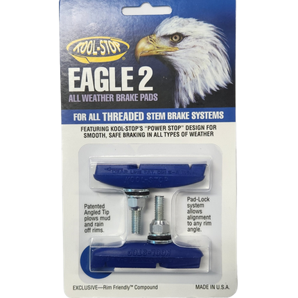 BICYCLE PARTS - BRAKE PADS - KOOL STOP EAGLE 2 BLUE THREADED KSE2TBLU