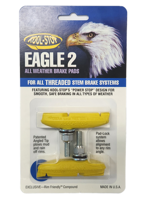 BICYCLE PARTS - BRAKE PADS - KOOL STOP EAGLE 2 YELLOW THREADED KSE2TY