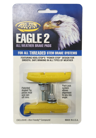 BICYCLE PARTS - BRAKE PADS - KOOL STOP EAGLE 2 YELLOW THREADED KSE2TY
