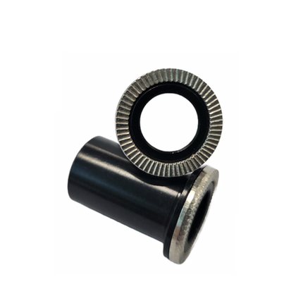 BICYCLE PARTS - HUB FITTINGS - 10MM END CAPS - SOLD AS SET (LEFT AND RIGHT), ANODIZED BLACK