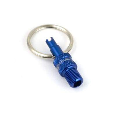 BICYCLE PARTS - VALVE MULTI TOOL - BLUE - (F/V TO A/V CONVERTER + A/V & F/V REMOVER ON KEYRING) - BY, SCHULZ