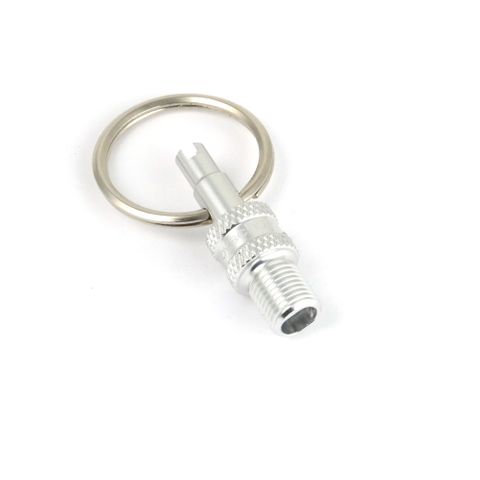 BICYCLE PARTS - VALVE MULTI TOOL - SILVER - (F/V TO A/V CONVERTER + A/V & F/V REMOVER ON KEYRING) - BY, SCHULZ