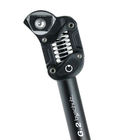 BICYCLE PARTS - SEATPOST - 27.2MM X 350MM - 30MM TRAVEL (A) SOFT SPRING (45 - 65KG RIDERS) - BY, SCHULZ G.2 ST PARALLELOGRAM SUSPENSION - BLACK