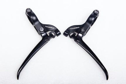 Tektro Flat Bar Brake Levers For Road Bikes, 3 Finger Type, 22.4mm Clamp, Alloy, Black, Sold In Pairs, Cycling Components