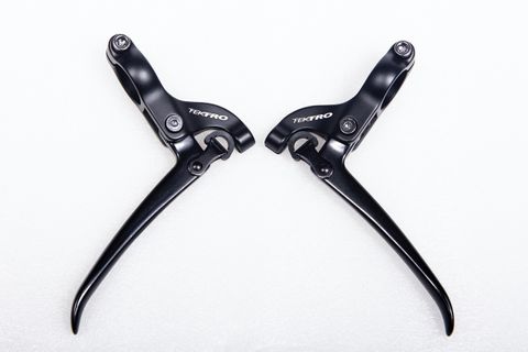 BICYCLE PARTS - BRAKE LEVERS - TEKTRO BRAKE LEVER FOR FLAT BAR ROAD, 3 FINGER TYPE, 22.4MM CLAMP, FOR CANTI OR ROAD CALIPER, ALLOY, ALL BLACK (SOLD IN PAIRS) (FL750)