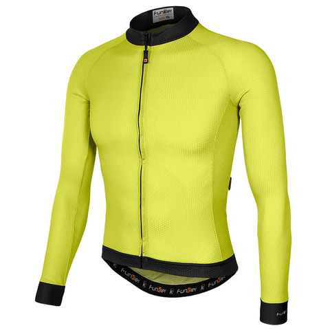 BICYCLE PARTS - JERSEY, MENS, FUNKIER, VULCI, YELLOW SUMMER LONG SLEEVE, FULL ZIP, 3XLARGE