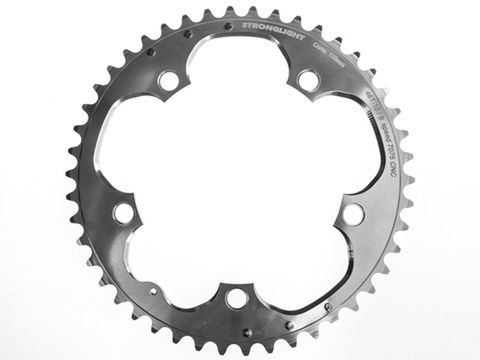 BICYCLE PARTS - CHAINRING - ROAD STRONGLIGHT , 46T, 7075 CNC SILVER - 130MM BCD, 5 HOLE FOR 9/10 SPD