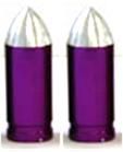 BICYCLE PARTS - VALVE CAP PURPLE BULLET, 2 PCE