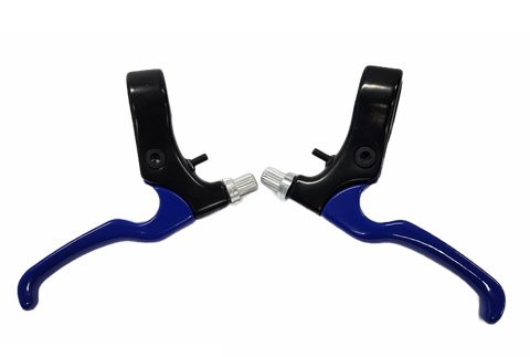 BICYCLE PARTS - BRAKE LEVER - FOR CALIPER BRAKE, 2 FINGER TYPE, ALLOY, BLUE (SOLD IN PAIRS)