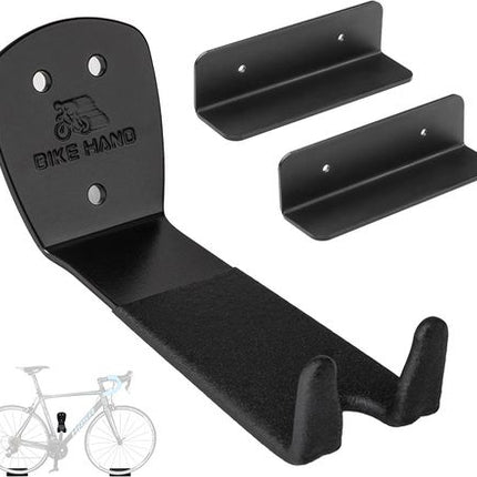 BICYCLE PARTS - BICYCLE WALL HANGER, USING PEDAL TO EASILY MOUNT ON WALL BRACKET WITH ADDITIONAL WHEEL SUPPORTS, BLACK