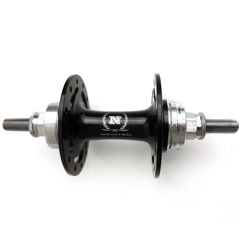 BICYCLE PARTS - HUB - DOUBLE SIDED FIXED/FREE 28H NUTTED BLACK, 120 TRACK SEALED BEARING (WITH 17T COG, LOCKRING AND NUTS) AXEL M10 X 165 - QUALITY NOVATEC PRODUCT, MADE IN TAIWAN