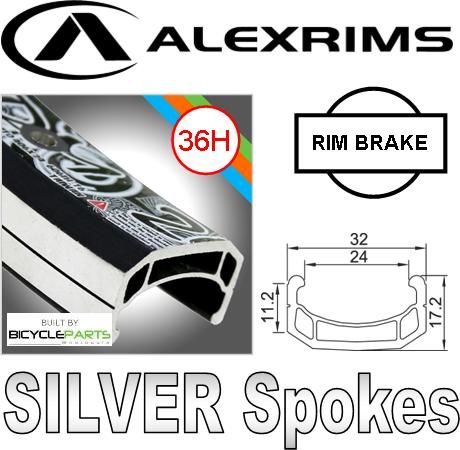 Alexrims DM 24 Wide 26-inch Black Rim Wheelset With Silver Spokes & Sturmey Archer Hub - Sealed, 36H, Rim Brake Compatible