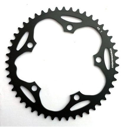 BICYCLE PARTS - ROAD CHAINRING, STANDARD TYPE S - 5083 BLACK, 9/10 SPEED, 130 BCD OUTER. 48T, 5 ARMS, A QUALITY STRONGLIGHT PRODUCT, CHAINRING - 267070 (DOES NOT HAVE PICKUP POINTS)