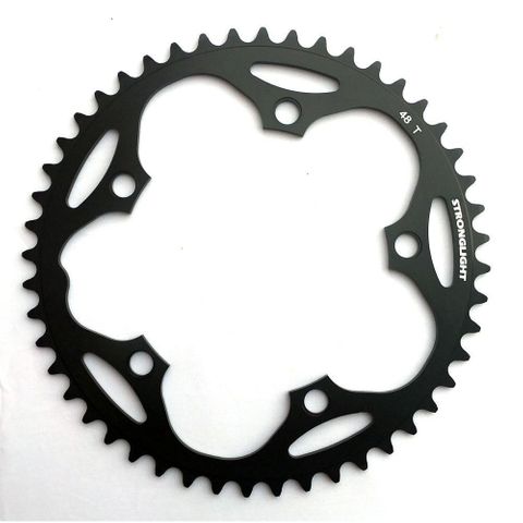 BICYCLE PARTS - ROAD CHAINRING, STANDARD TYPE S - 5083 BLACK, 9/10 SPEED, 130 BCD OUTER. 48T, 5 ARMS, A QUALITY STRONGLIGHT PRODUCT, CHAINRING - 267070 (DOES NOT HAVE PICKUP POINTS)