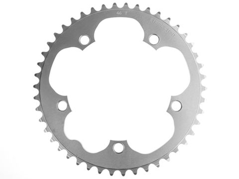 BICYCLE PARTS - ROAD CHAINRING, STANDARD TYPE S - 5083 SILVER, 9/10 SPEED, 130 BCD OUTER.46T, 5 ARMS, A QUALITY STRONGLIGHT PRODUCT, CHAINRING - 267016 (DOES NOT HAVE PICKUP POINTS)