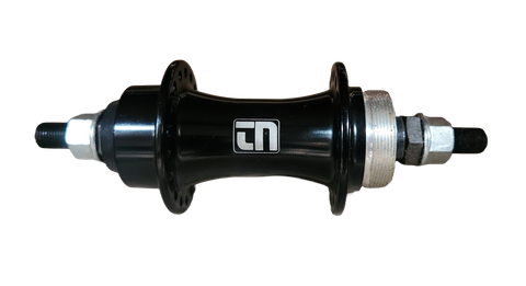 BICYCLE PARTS - HUB ALLOY, TUF - NECK, SCREW ON, 3/8 NUTTED AXLE, BLACK 36H, 110MM OLD