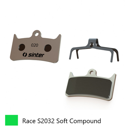 BICYCLE PARTS - BRAKE DISC PADS - MTB RACE PADS (SOFTER COMPOUND GREATER BITE), GREEN, HOPE TECH V4 EVO, TECH 3 V4, TECH STEALTH V4 EVO - QUALITY SINTER PRODUCT MADE IN SLOVENIA
