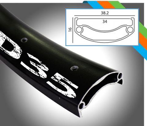 BICYCLE PARTS - RIM 27.5/650B X 35MM - ALEX MD35 - 32H - (584 X 35) - PRESTA VALVE - DISC BRAKE - D/W - BLACK - EYELETED - TUBELESS READY - (ERD 567MM)