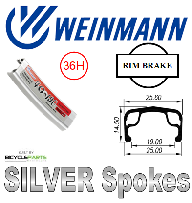 Mach1 WHEEL - 700C WEINMANN 4019C 36H P/j SILVER RIM, SCREW - ON MULTI NUTTED (126MM OLD) LOOSE BALL JOYTECH ALLOY SILVER HUB, MACH 1 SILVER SPOKES