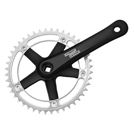 BICYCLE PARTS - CRANKSET STURMEY ARCHER 1/2X1/8, 48T ALLOY, BLACK CRANK W170MM (144 BCD)
