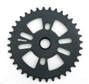 BICYCLE PARTS - CHAIN RING - DEFIANT, 24MM HOLE WITH TWO ADAPTORS TO CREATE 19MM OR 22MM HOLE, 36T, BLACK