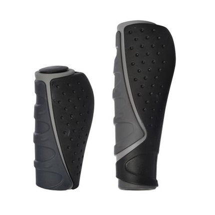 BICYCLE PARTS - GRIPS - DUAL DENSITY ERGO GRIPS FOR SINGLE GRIPSHIFT MTB GRIPS, 91MM & 131MM - BLACK/GREY - OXFORD PRODUCT